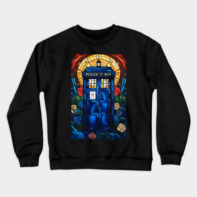 Stained Glass Gallifreyan Window Crewneck Sweatshirt by DesignedbyWizards